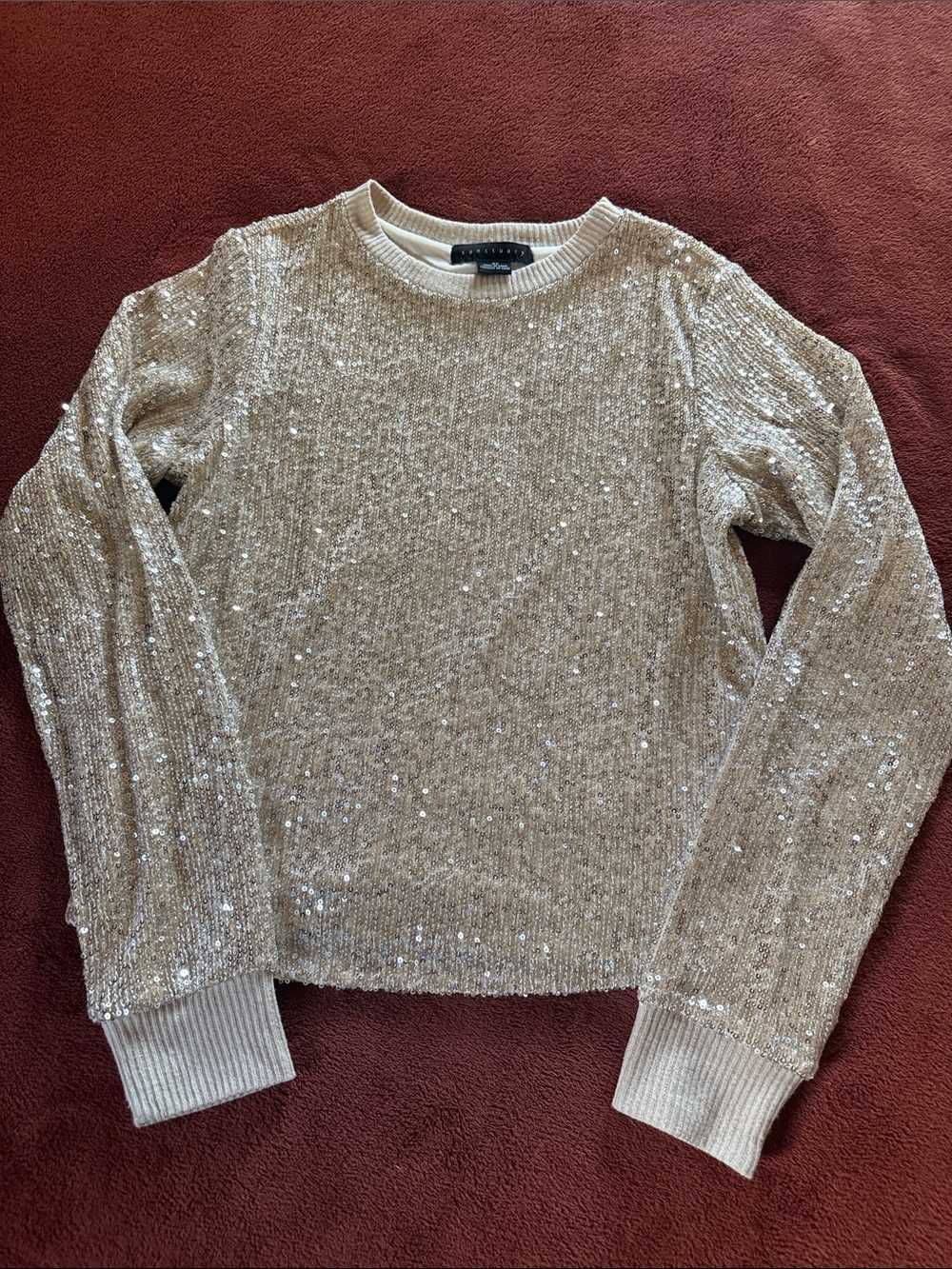 Sanctuary Champagne Sequin Crewneck Sweater